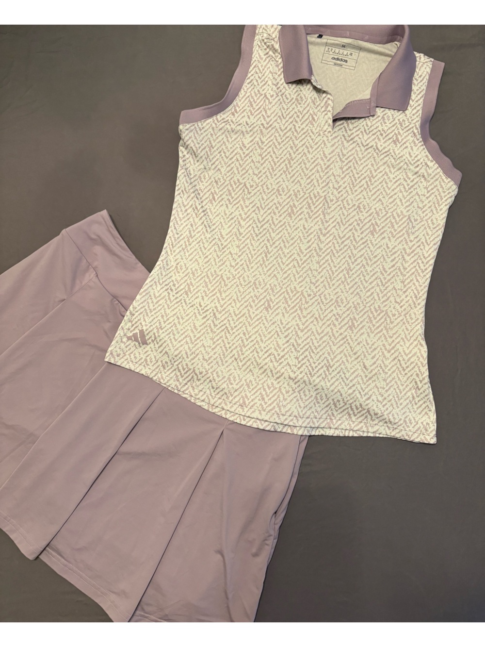 adidas Lavender-Trim Golf Top in Ivory (M) and matching Skort (L)